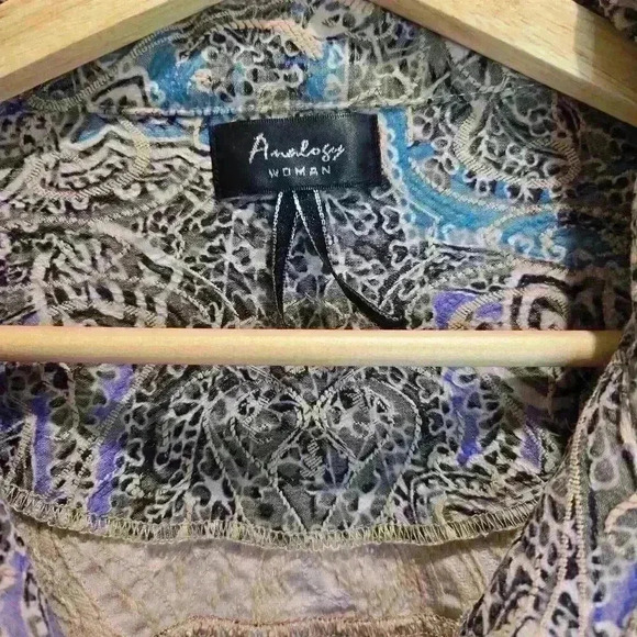 Analogy Woman Button-up Tapestry Lightweight Textured Jacket Size 1X - Picture 2 of 8